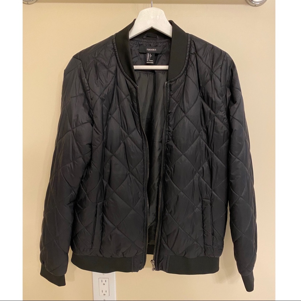 Forever21 Black quilted bomber!